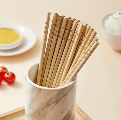 Onbewerkte Bamboe Chopsticks | Natuurlijk Hout | Duurzame, Ongeverfde Eetstokjes – 10 Paar